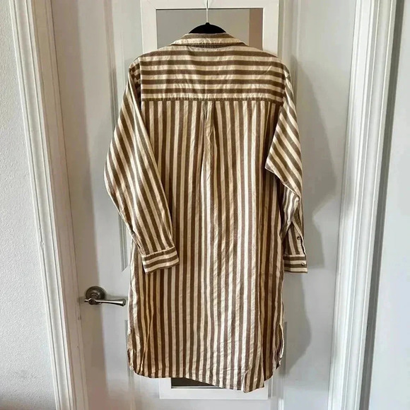 1004 MKT Studios Striped Long Sleeve Midi Dress Size 38 Color Brown Cream - Picture 6 of 6